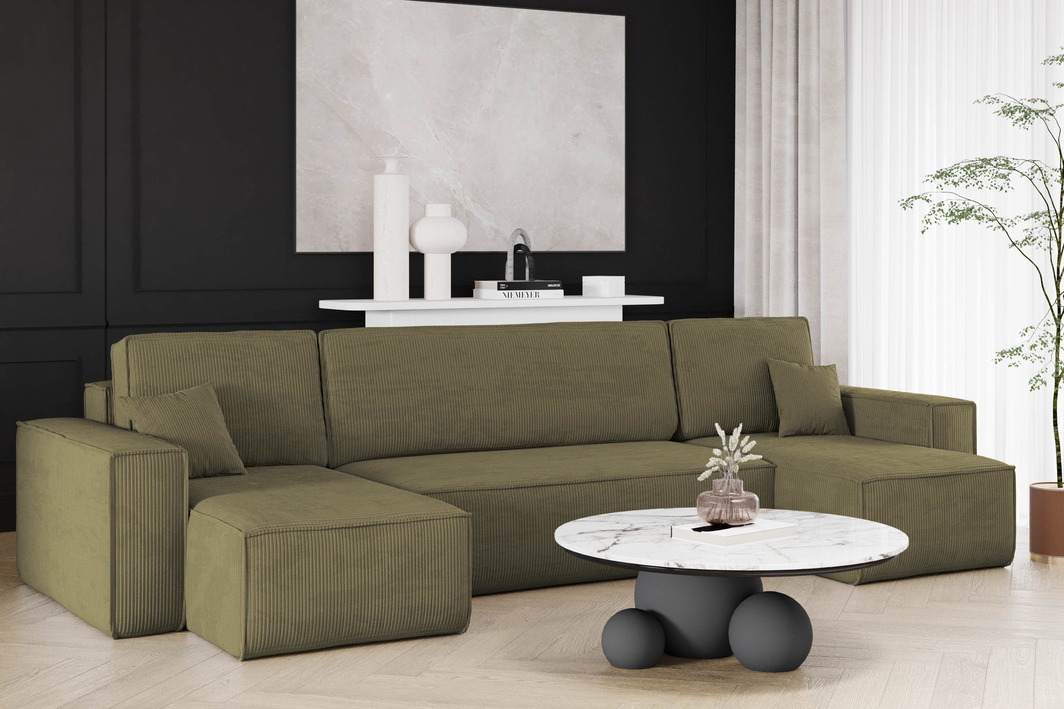 Ecksofa Karl U Olivgrün